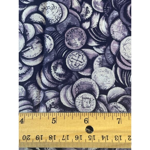 Coin Print Fabric Cotton Purple BTY Tropical Discovery By Rose & Hubble - Picture 2 of 4